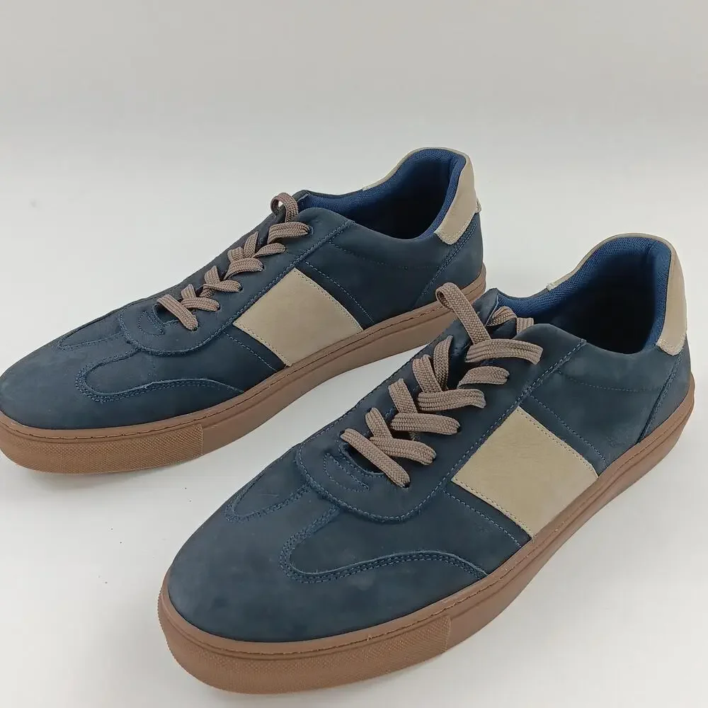 Section X Shoes Mens Size 12 Blue Leather Casual Lace Up Sneakers 641SX0010